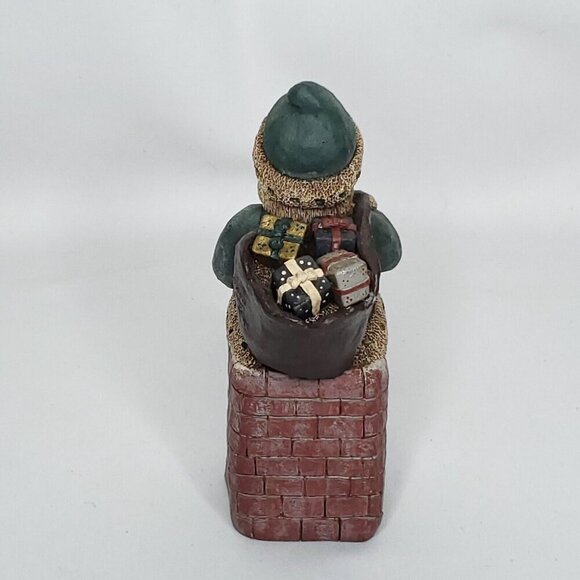 Folk Art Christmas Santa Claus Figurine Sitting On Chimney Bag Toys Gail Laura - Picture 3 of 6